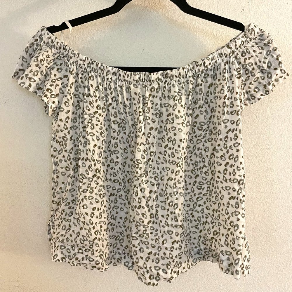 Cloth & Stone Off Shoulder Leopard Top